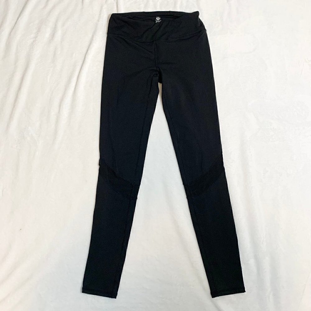 Gaiam Leggings Women‎ Small Black Mesh Panel High Rise Yoga Pants Activewear